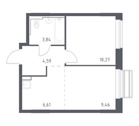 Планировка однокомнатной(квартира) площадью 34.77 квадратных метров в ЖК “ЖК Рублевский Квартал”