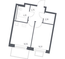 Планировка однокомнатной(квартира) площадью 32.25 квадратных метров в ЖК “ЖК Квартал Западный”