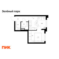 Планировка однокомнатной(квартира) площадью 28.3 квадратных метров в “ЖК Зеленый парк”