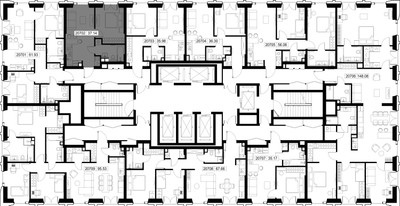 Планировка однокомнатной(квартира) площадью 37.1 квадратных метров в ЖК “ЖК SET (Сет)”