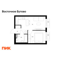 Планировка однокомнатной(квартира) площадью 32.4 квадратных метров в “ЖК Восточное Бутово”