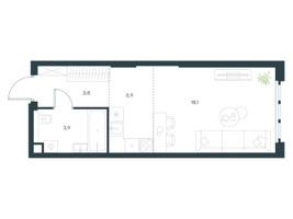 Планировка студии(квартира) площадью 31.7 квадратных метров в “ЖК Level Южнопортовая”