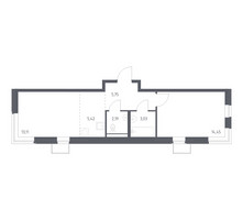 Планировка однокомнатной(квартира) площадью 43.95 квадратных метров в “ЖК Квартал Западный”