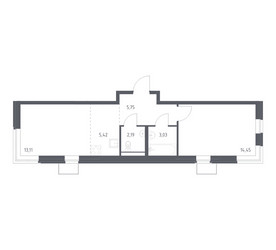 Планировка однокомнатной(квартира) площадью 43.95 квадратных метров в ЖК “ЖК Квартал Западный”