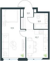 Планировка однокомнатной(квартира) площадью 36.4 квадратных метров в “ЖК Level Мичуринский”