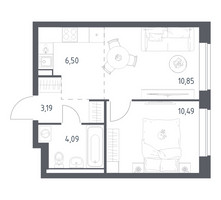 Планировка однокомнатной(квартира) площадью 35.12 квадратных метров в “ЖК Новое Видное”