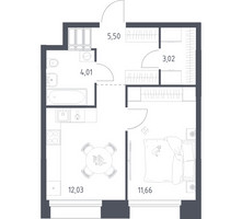 Планировка однокомнатной(апартаменты) площадью 36.22 квадратных метров в “ЖК Апарт-отель Тропарево парк”