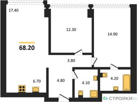 Планировка двухкомнатной(квартира) площадью 68.2 квадратных метров в “ЖК Ривер Парк Кутузовский”