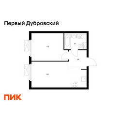 Планировка однокомнатной(квартира) площадью 35.2 квадратных метров в ЖК “ЖК Первый Дубровский”
