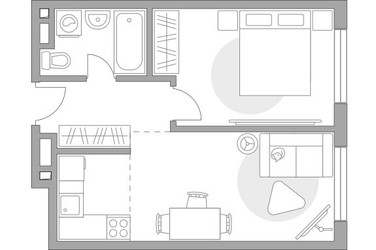 Планировка двухкомнатной(квартира) площадью 42.76 квадратных метров в ЖК “ЖК Гранель Коломенское”