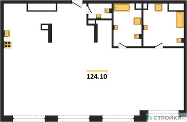Планировка трехкомнатной(квартира) площадью 124.1 квадратных метров в ЖК “ЖК Luzhniki Collection (Коллекция Лужники)”