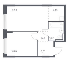 Планировка однокомнатной(квартира) площадью 38.7 квадратных метров в “ЖК Рублевский Квартал”