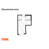 Планировка студии(квартира) площадью 28.13 квадратных метров в “ЖК Ильинские луга”