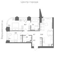 Планировка двухкомнатной(квартира) площадью 78.9 квадратных метров в “ЖК СТОУН Блик”