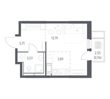 Планировка студии(квартира) площадью 26.12 квадратных метров в “ЖК Большое Путилково”