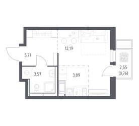 Планировка студии(квартира) площадью 26.12 квадратных метров в ЖК “ЖК Большое Путилково”