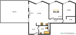 Планировка двухкомнатной(квартира) площадью 93.28 квадратных метров в “ЖК Insider (Инсайдер)”