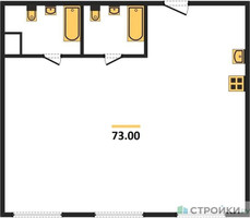 Планировка двухкомнатной(квартира) площадью 73 квадратных метров в “ЖК Nametkin Tower (Наметкин Тауэр)”