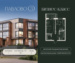 Планировка однокомнатной(квартира) площадью 36.1 квадратных метров в ЖК “Павлово 3”