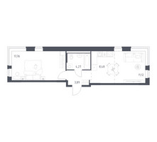 Планировка однокомнатной(квартира) площадью 45.52 квадратных метров в “ЖК Новое Видное”