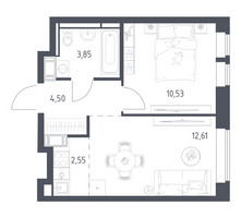 Планировка однокомнатной(квартира) площадью 34.04 квадратных метров в “ЖК Большое Путилково”