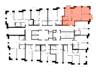 Планировка трехкомнатной(квартира) площадью 66.5 квадратных метров в ЖК “ЖК Онежский вал”