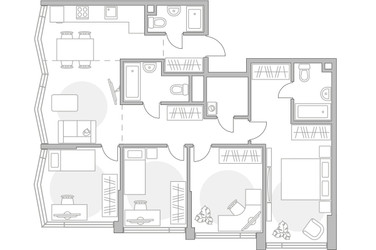 Планировка 4+ комнатной(квартира) площадью 110.69 квадратных метров в ЖК “ЖК MYPRIORITY Mnevniki (Май Приорити Мневники)”