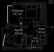 Планировка однокомнатной(квартира) площадью 31.6 квадратных метров в “ЖК СЕЗАР БУДУЩЕЕ”