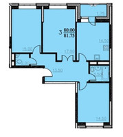 Планировка трехкомнатной(квартира) площадью 82.75 квадратных метров в “ЖК Центральный (Щёлково)”