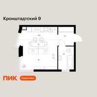 Планировка студии(квартира) площадью 30.8 квадратных метров в “ЖК Кронштадтский 9”