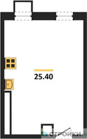 Планировка студии(апартаменты) площадью 25.6 квадратных метров в “ЖК Легендарный квартал на Ботаническом саду”