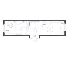 Планировка однокомнатной(квартира) площадью 48.23 квадратных метров в “ЖК Пригород Лесное”