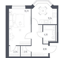 Планировка однокомнатной(квартира) площадью 41.72 квадратных метров в “ЖК Квартал Домашний”