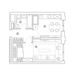 Планировка однокомнатной(квартира) площадью 39.7 квадратных метров в ЖК “ЖК ВЭРИ на Миклухо-Маклая”