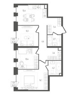 Планировка трехкомнатной(квартира) площадью 73.9 квадратных метров в “ЖК ПЕЙВ”