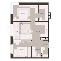 Планировка двухкомнатной(квартира) площадью 63.7 квадратных метров в “ЖК Гранд Комфорт”