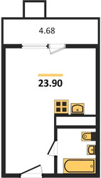 Планировка студии(квартира) площадью 23.9 квадратных метров в ЖК “ЖК VESNA (Весна)”