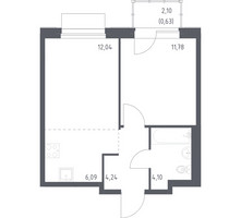 Планировка однокомнатной(квартира) площадью 38.88 квадратных метров в “ЖК Новое Внуково”