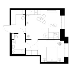 Планировка однокомнатной(квартира) площадью 41.2 квадратных метров в ЖК “ЖК Онежский вал”