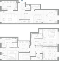 Планировка двухкомнатной(квартира) площадью 190.8 квадратных метров в “ЖК Николь”