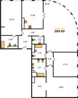 Планировка 4+ комнатной(квартира) площадью 169.43 квадратных метров в “ЖК Sky View (Скай Вью)”