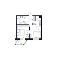 Планировка однокомнатной(квартира) площадью 36.98 квадратных метров в “ЖК ВОСТОК II”