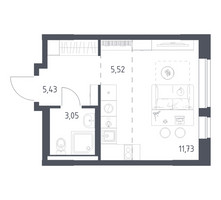 Планировка студии(квартира) площадью 25.73 квадратных метров в “ЖК Новое Видное”