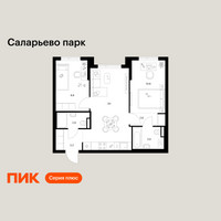 Планировка двухкомнатной(квартира) площадью 53.2 квадратных метров в “ЖК Саларьево парк”