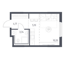Планировка студии(квартира) площадью 22.81 квадратных метров в “ЖК Пригород Лесное”