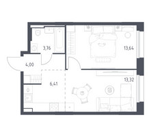 Планировка однокомнатной(квартира) площадью 41.13 квадратных метров в “ЖК Заречье Парк”