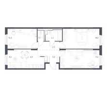 Планировка трехкомнатной(квартира) площадью 78.7 квадратных метров в “ЖК Мытищи Парк”