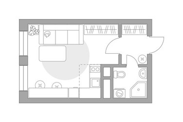Планировка студии(квартира) площадью 23.72 квадратных метров в ЖК “ЖК Пехра”