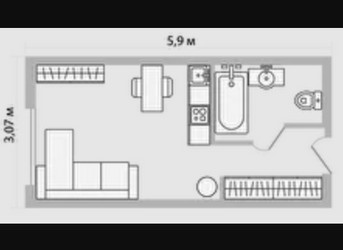 Планировка студии(квартира) площадью 18.1 квадратных метров в ЖК “ЖК Апарт-отель Турист”