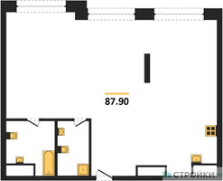 Планировка двухкомнатной(квартира) площадью 87.9 квадратных метров в “ЖК Коллекция Лужники”
